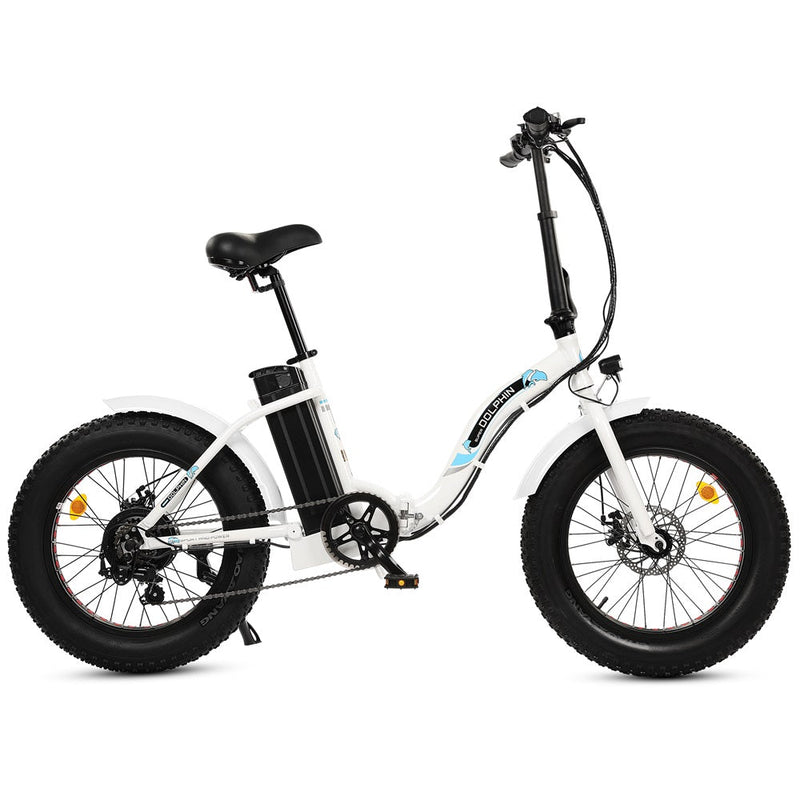 ECOTRIC UL Certified 20inch white portable and folding fat bike model Dolphin