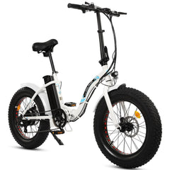 ECOTRIC UL Certified 20inch white portable and folding fat bike model Dolphin