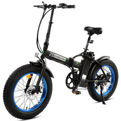 ECOTRIC UL Certified 36V Fat Tire Portable and Folding Electric Bike-Matt Black and blue