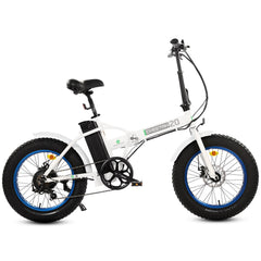 ECOTRIC UL Certified Fat Tire Portable and Folding Electric Bike-White and Blue