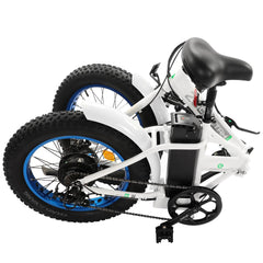 ECOTRIC UL Certified Fat Tire Portable and Folding Electric Bike-White and Blue