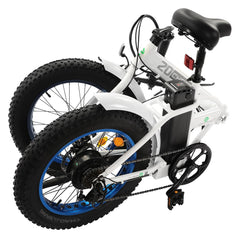 ECOTRIC UL Certified Fat Tire Portable and Folding Electric Bike-White and Blue