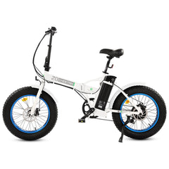 ECOTRIC UL Certified Fat Tire Portable and Folding Electric Bike-White and Blue