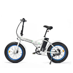 ECOTRIC UL Certified Fat Tire Portable and Folding Electric Bike-White and Blue