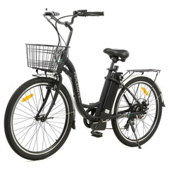 ECOTRIC 26inch Black Peacedove electric city bike with basket and rear rack