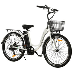 ECOTRIC 26inch White Peacedove electric city bike with basket and rear rack