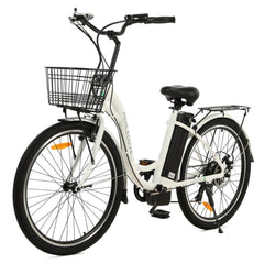 ECOTRIC 26inch White Peacedove electric city bike with basket and rear rack