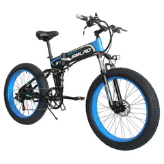 SMLRO S11 Full Suspension Folding Mountain Snow Bike | 350W 500W 700W 1000W | Black Blue