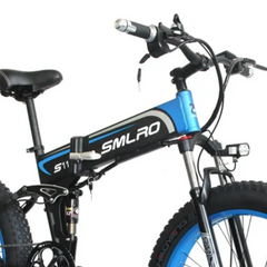 SMLRO S11 Full Suspension Folding Mountain Snow Bike | 350W 500W 700W 1000W | Black Blue