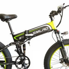 SMLRO S11 Full Suspension Folding Mountain Snow Bike | 350W 500W 700W 1000W | Black Green