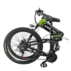 SMLRO S11 Full Suspension Folding Mountain Snow Bike | 350W 500W 700W 1000W | Black Green