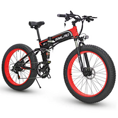 SMLRO S11 Full Suspension Folding Mountain Snow Bike | 350W 500W 700W 1000W | Black Red