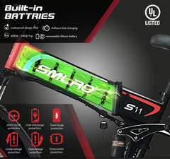 SMLRO S11 Full Suspension Folding Mountain Snow Bike | 350W 500W 700W 1000W | Black Yellow