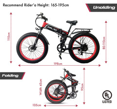 SMLRO S11 Full Suspension Folding Mountain Snow Bike | 350W 500W 700W 1000W | Black Green