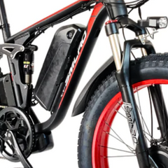 SMLRO V3 Plus Dual Motor Electric Mountain Bike - 2000W | 48V 22.4AH| Hydralic Disc Brake | Black Red