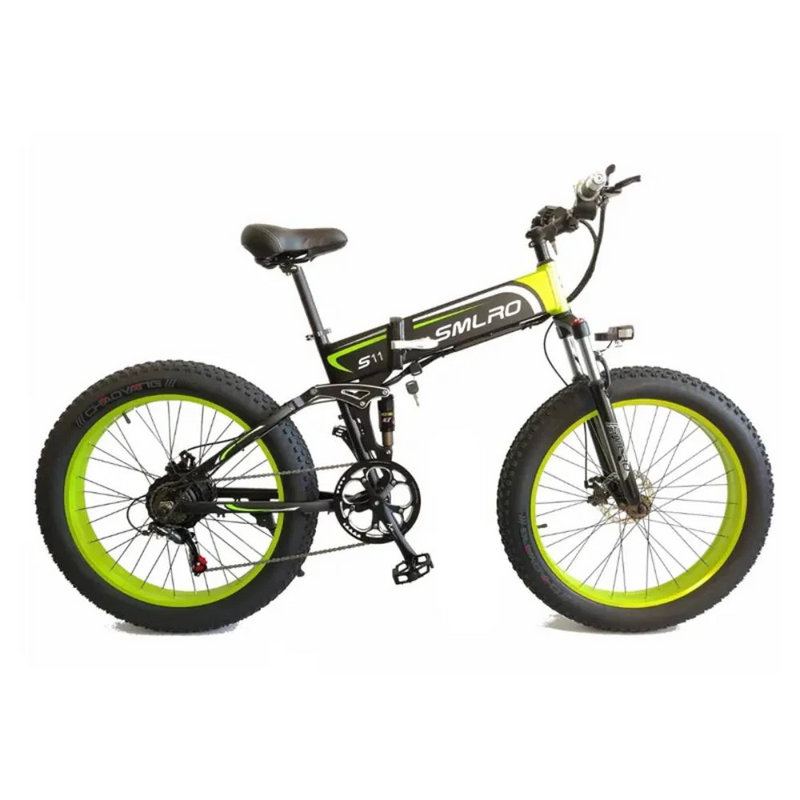 SMLRO S11 Full Suspension Folding Mountain Snow Bike | 350W 500W 700W 1000W | Black Green