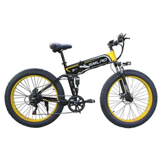 SMLRO S11 Full Suspension Folding Mountain Snow Bike | 350W 500W 700W 1000W | Black Yellow