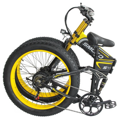 SMLRO S11 Full Suspension Folding Mountain Snow Bike | 350W 500W 700W 1000W | Black Yellow