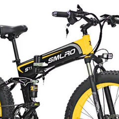 SMLRO S11 Full Suspension Folding Mountain Snow Bike | 350W 500W 700W 1000W | Black Yellow