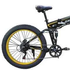 SMLRO S11 Full Suspension Folding Mountain Snow Bike | 350W 500W 700W 1000W | Black Yellow