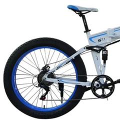 SMLRO S11 Full Suspension Folding Mountain Snow Bike | 350W 500W 700W 1000W | White Blue